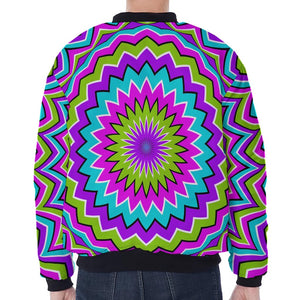 Dizzy Circle Moving Optical Illusion Zip Sleeve Bomber Jacket