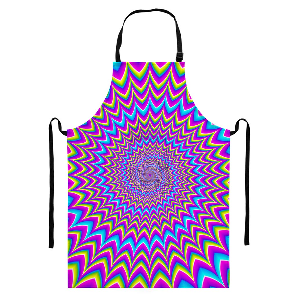 Dizzy Spiral Moving Optical Illusion Bib Apron With Pocket