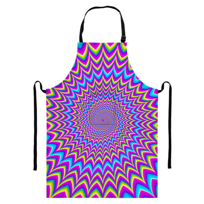 Dizzy Spiral Moving Optical Illusion Bib Apron With Pocket
