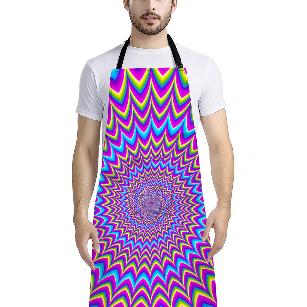 Dizzy Spiral Moving Optical Illusion Bib Apron With Pocket