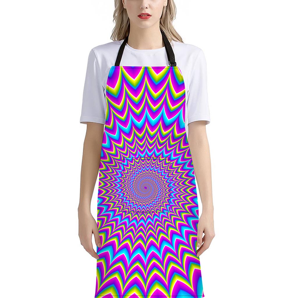 Dizzy Spiral Moving Optical Illusion Bib Apron With Pocket