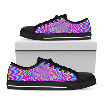 Dizzy Spiral Moving Optical Illusion Black Low Top Sneakers