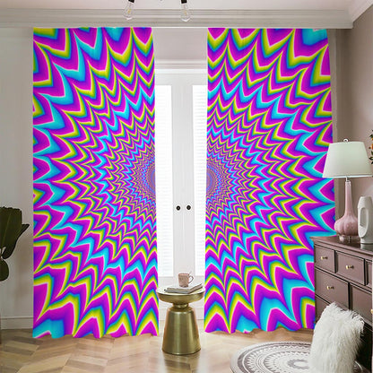 Dizzy Spiral Moving Optical Illusion Blackout Pencil Pleat Curtains