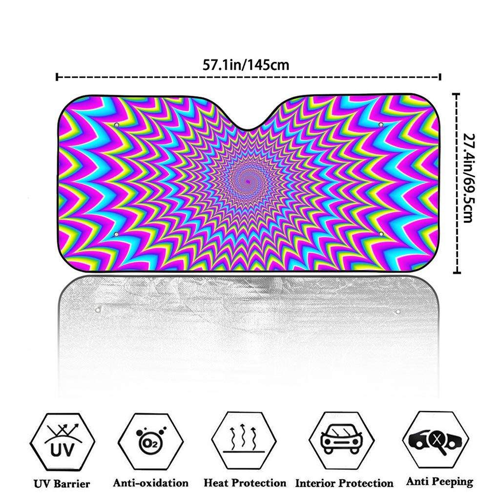 Dizzy Spiral Moving Optical Illusion Car Windshield Sun Shade