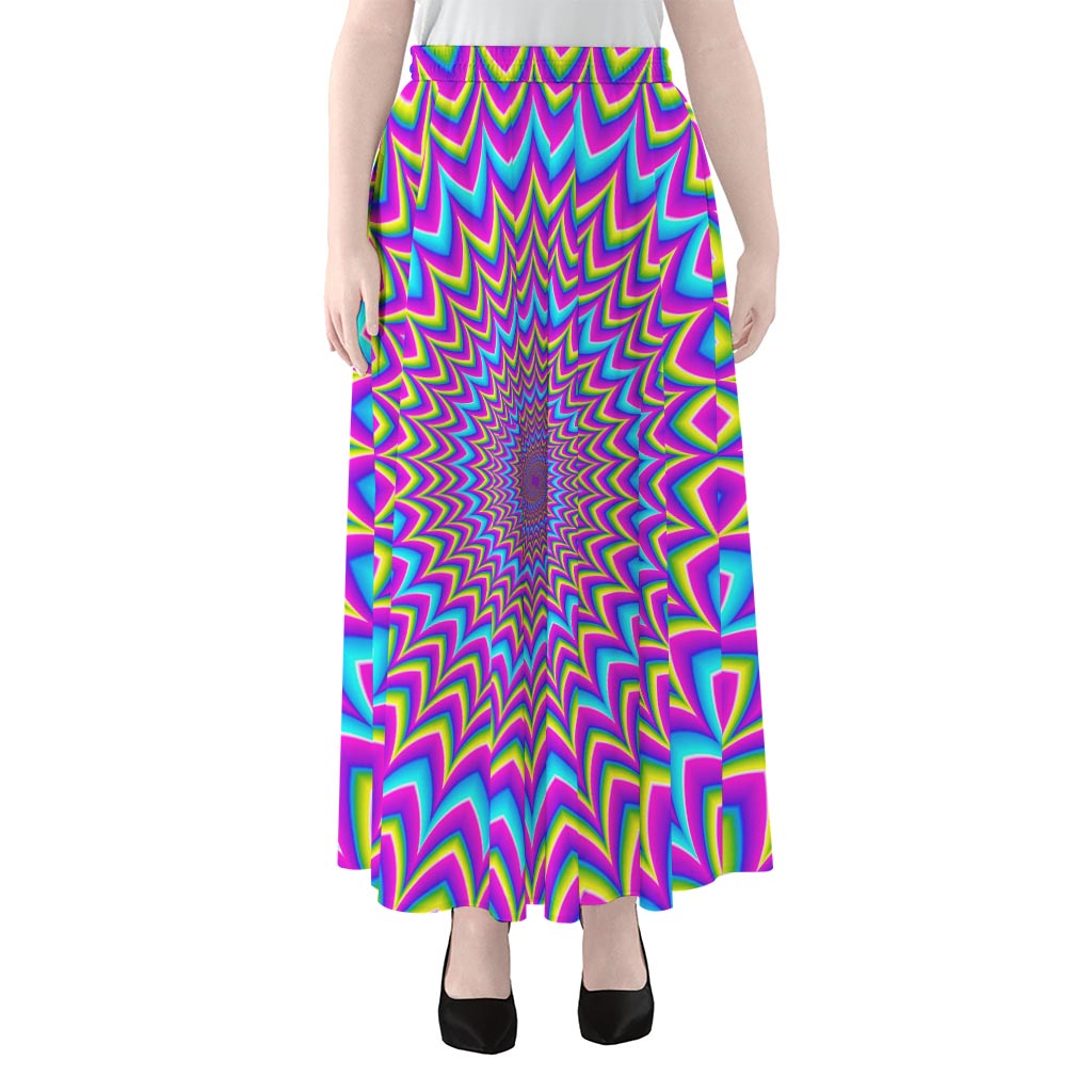 Dizzy Spiral Moving Optical Illusion Chiffon Maxi Skirt
