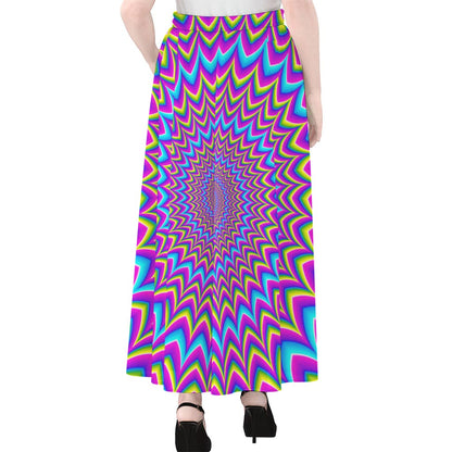 Dizzy Spiral Moving Optical Illusion Chiffon Maxi Skirt