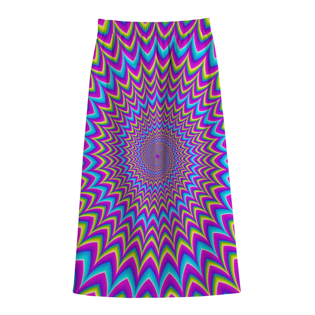 Dizzy Spiral Moving Optical Illusion Cotton Front Slit Maxi Skirt