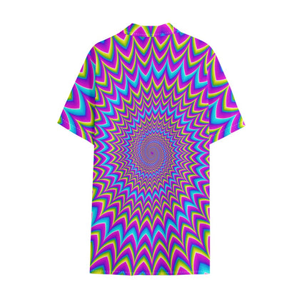 Dizzy Spiral Moving Optical Illusion Cotton Hawaiian Shirt