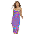 Dizzy Spiral Moving Optical Illusion Cross Back Cami Dress