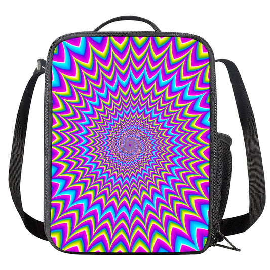 Dizzy Spiral Moving Optical Illusion Crossbody Lunch Bag