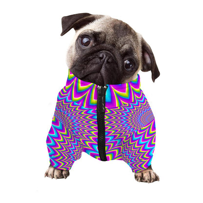 Dizzy Spiral Moving Optical Illusion Dog Zip Up Jacket
