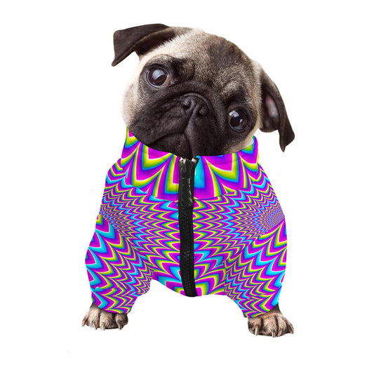 Dizzy Spiral Moving Optical Illusion Dog Zip Up Jacket