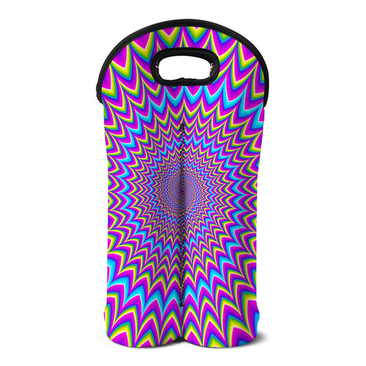 Dizzy Spiral Moving Optical Illusion Double Neoprene Wine Tote