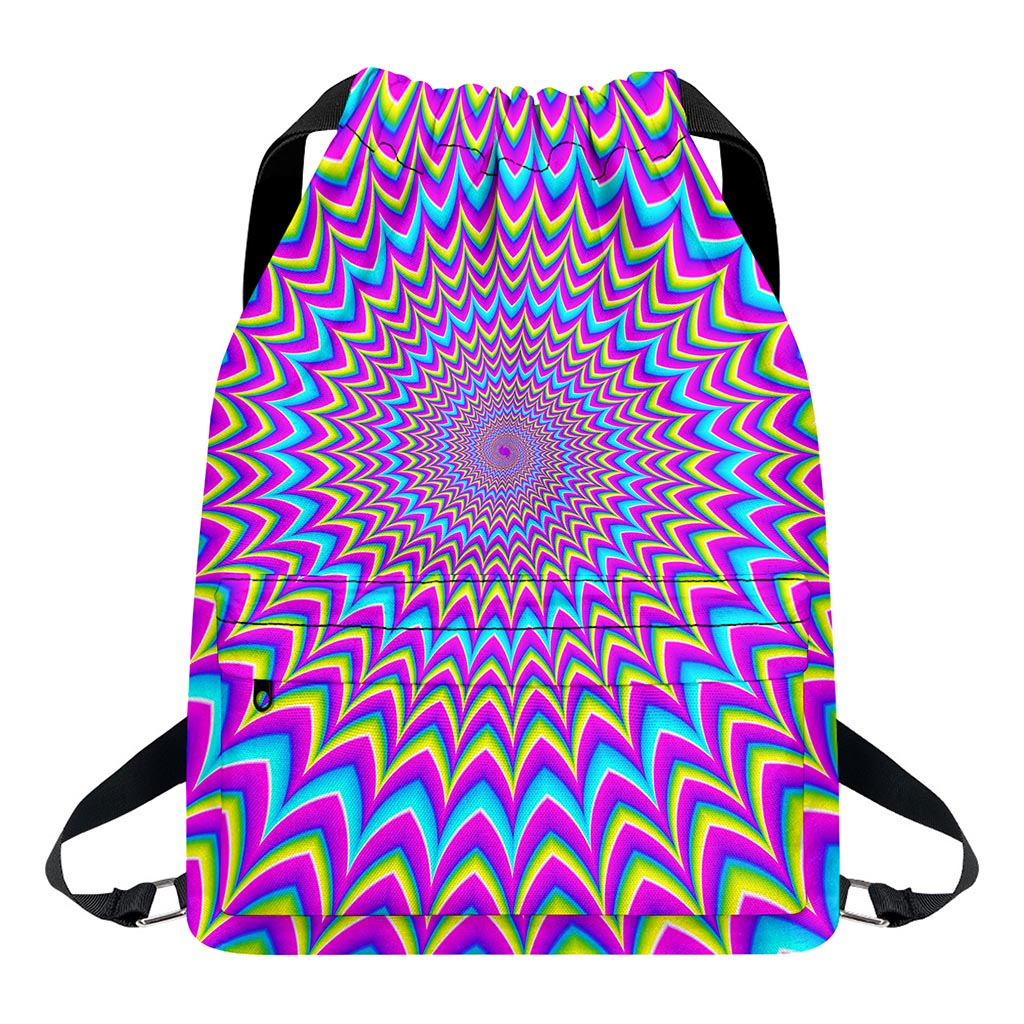 Dizzy Spiral Moving Optical Illusion Drawstring Backpack