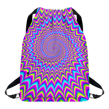 Dizzy Spiral Moving Optical Illusion Drawstring Backpack