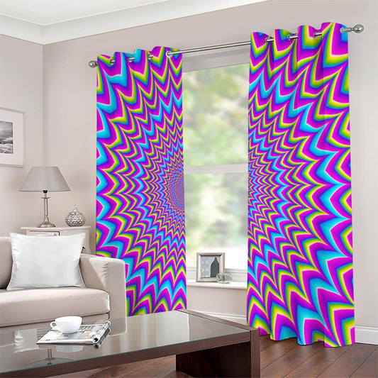 Dizzy Spiral Moving Optical Illusion Extra Wide Grommet Curtains