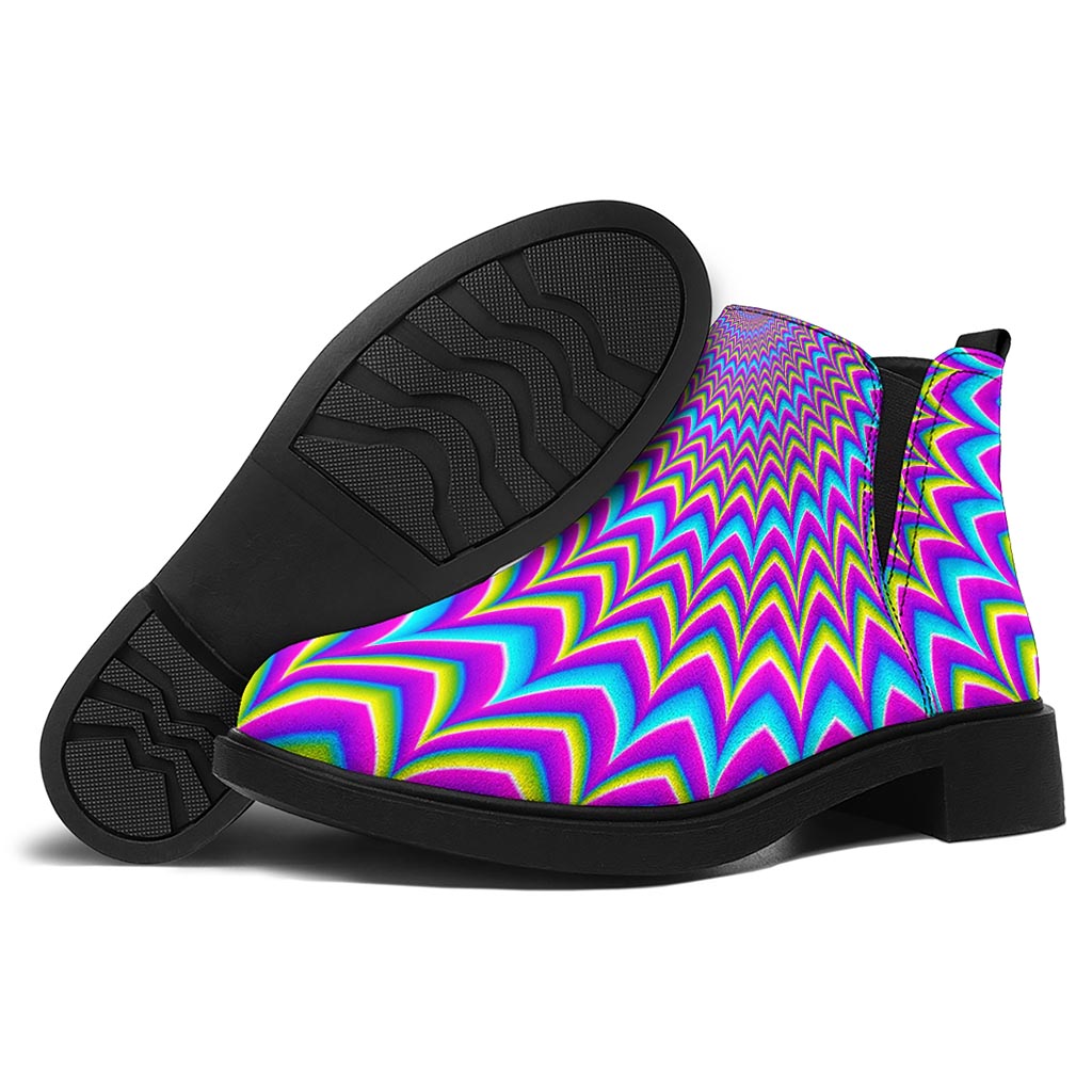 Dizzy Spiral Moving Optical Illusion Flat Ankle Boots