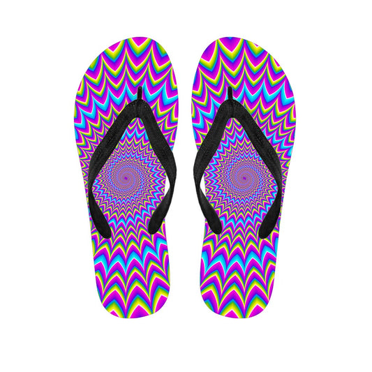 Dizzy Spiral Moving Optical Illusion Flip Flops