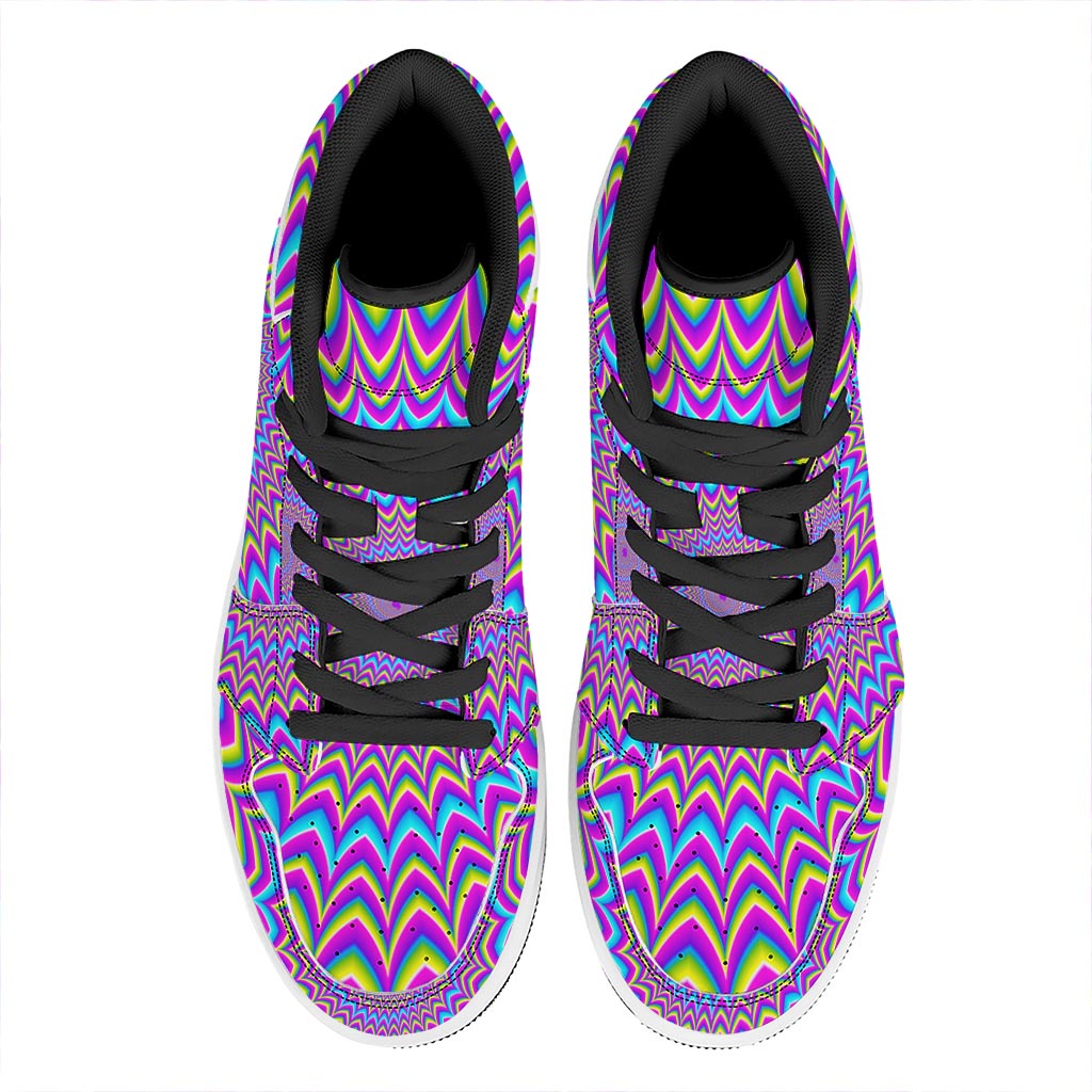 Dizzy Spiral Moving Optical Illusion High Top Leather Sneakers