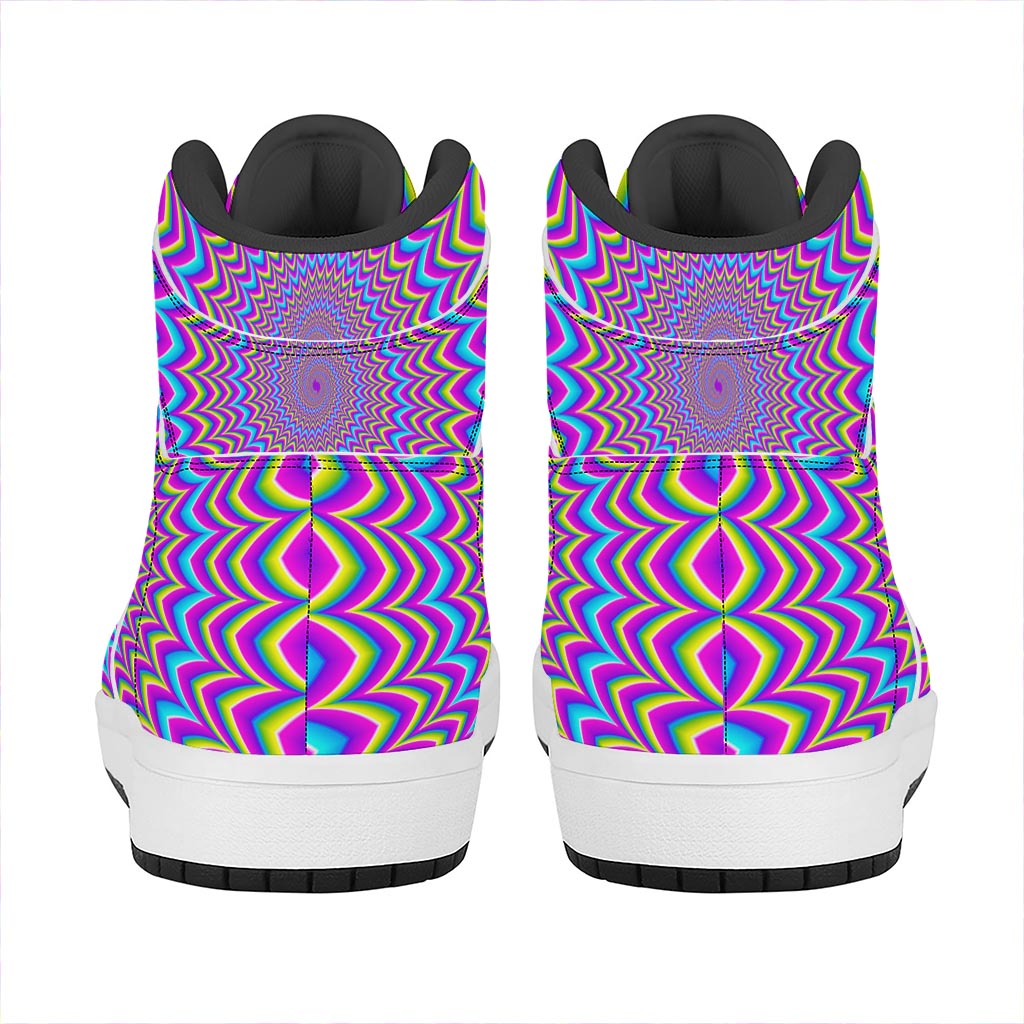 Dizzy Spiral Moving Optical Illusion High Top Leather Sneakers