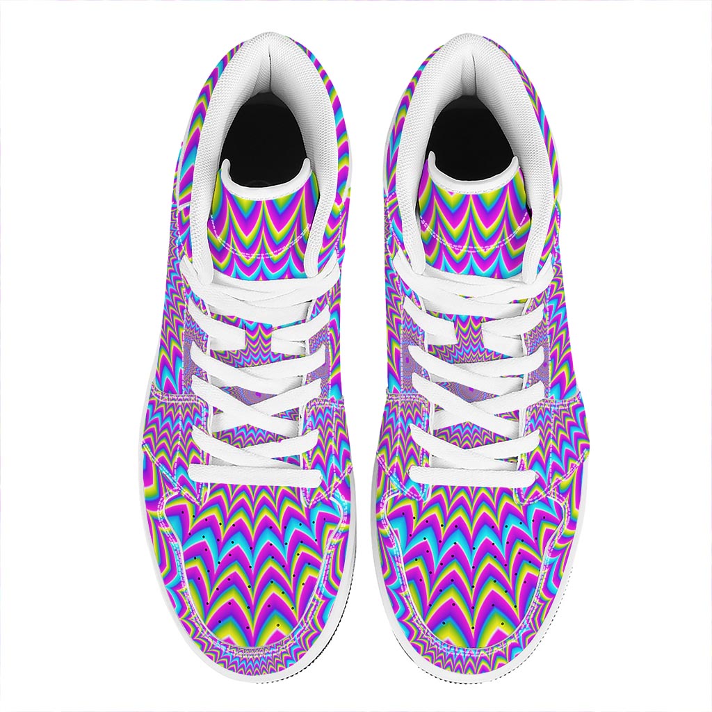Dizzy Spiral Moving Optical Illusion High Top Leather Sneakers