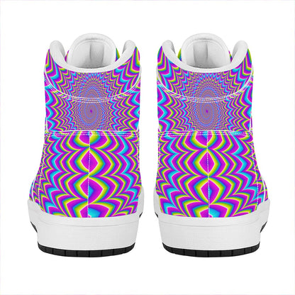Dizzy Spiral Moving Optical Illusion High Top Leather Sneakers