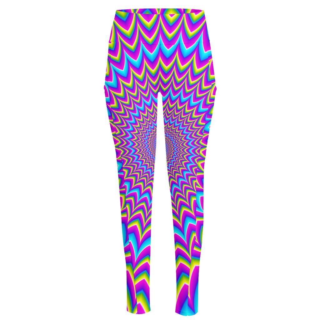 Dizzy Spiral Moving Optical Illusion High-Waisted Pocket Leggings