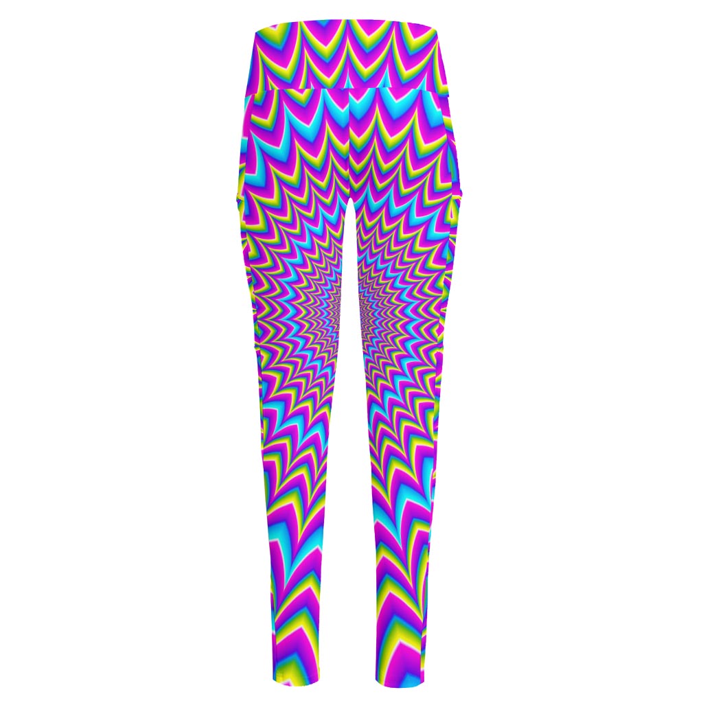 Dizzy Spiral Moving Optical Illusion High-Waisted Pocket Leggings