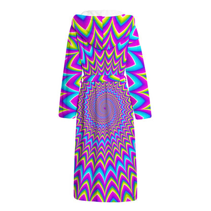 Dizzy Spiral Moving Optical Illusion Hooded Bathrobe