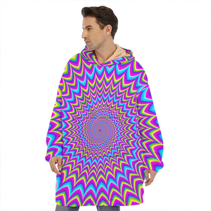Dizzy Spiral Moving Optical Illusion Hoodie Blanket