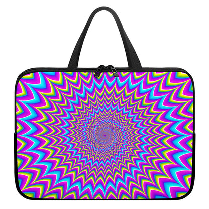 Dizzy Spiral Moving Optical Illusion Laptop Sleeve With Handle