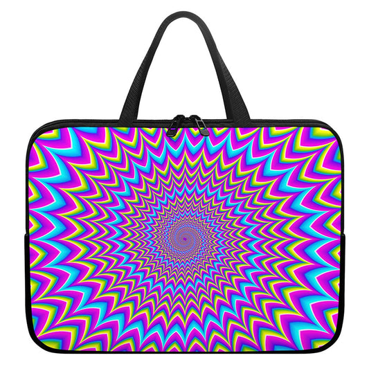 Dizzy Spiral Moving Optical Illusion Laptop Sleeve With Handle