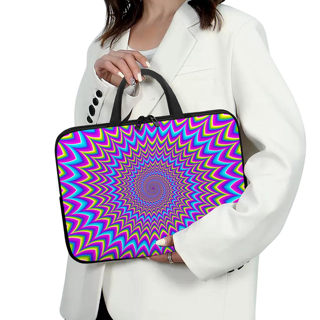 Dizzy Spiral Moving Optical Illusion Laptop Sleeve With Handle