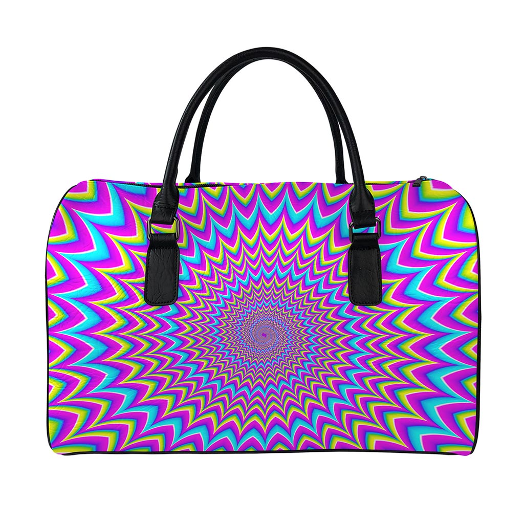 Dizzy Spiral Moving Optical Illusion Leather Duffle Bag