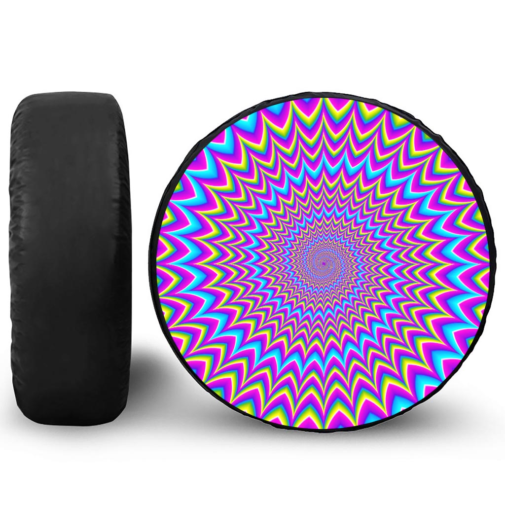 Dizzy Spiral Moving Optical Illusion Leather Spare Tire Cover