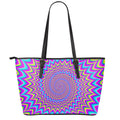 Dizzy Spiral Moving Optical Illusion Leather Tote Bag With Zipper