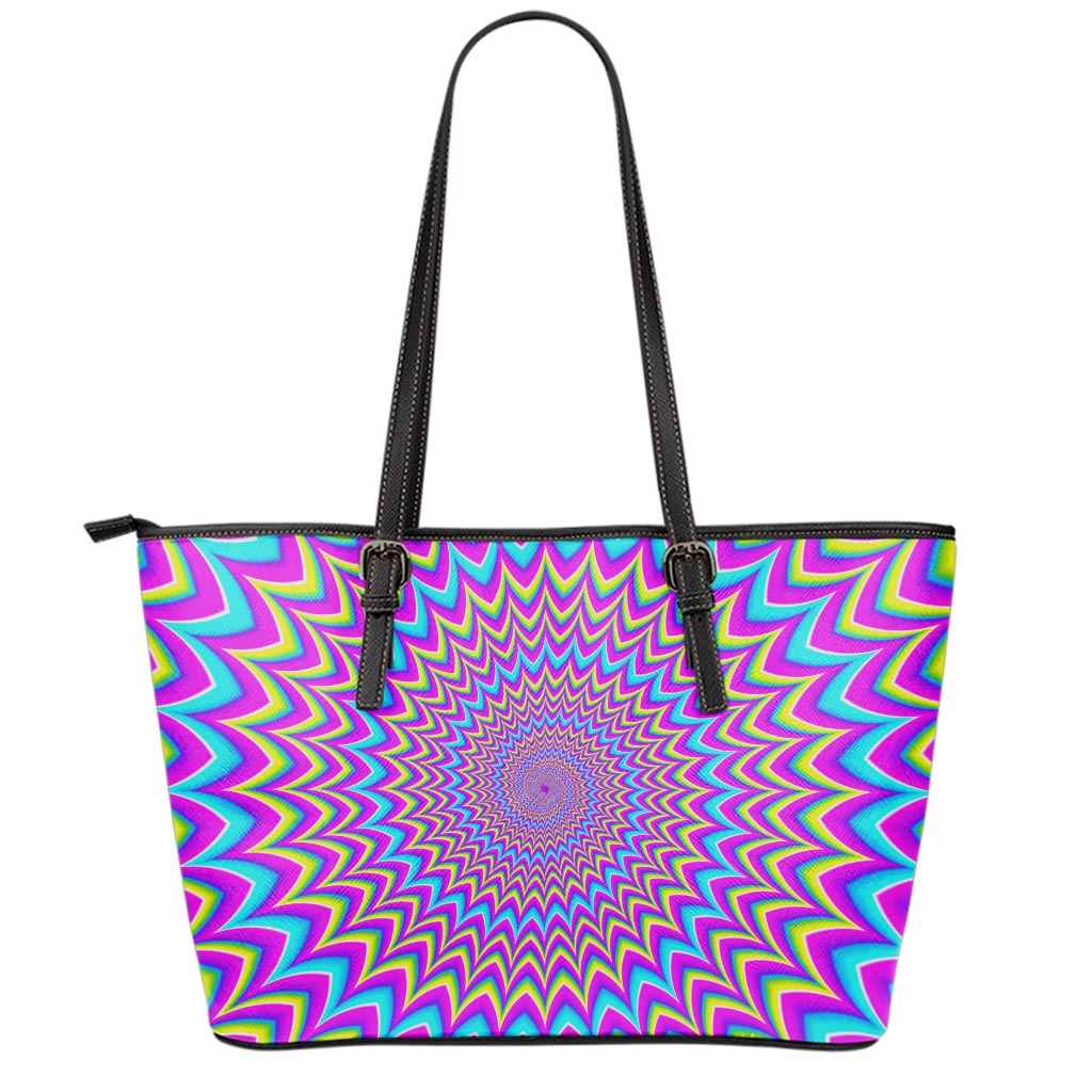 Dizzy Spiral Moving Optical Illusion Leather Tote Bag