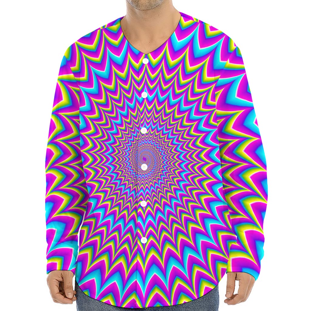 Dizzy Spiral Moving Optical Illusion Long Sleeve Baseball Jersey