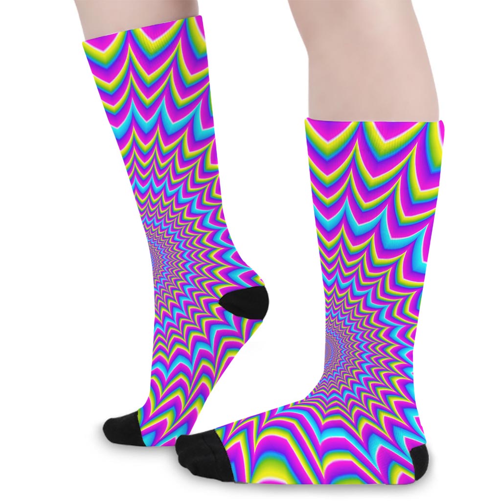 Dizzy Spiral Moving Optical Illusion Long Socks