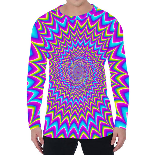 Dizzy Spiral Moving Optical Illusion Men's Long Sleeve T-Shirt