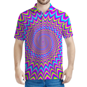 Dizzy Spiral Moving Optical Illusion Men's Polo Shirt