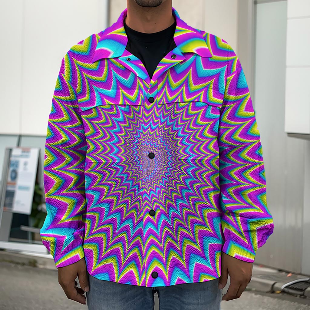 Dizzy Spiral Moving Optical Illusion Men's Shirt Jacket