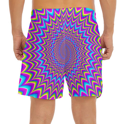 Dizzy Spiral Moving Optical Illusion Men's Split Running Shorts