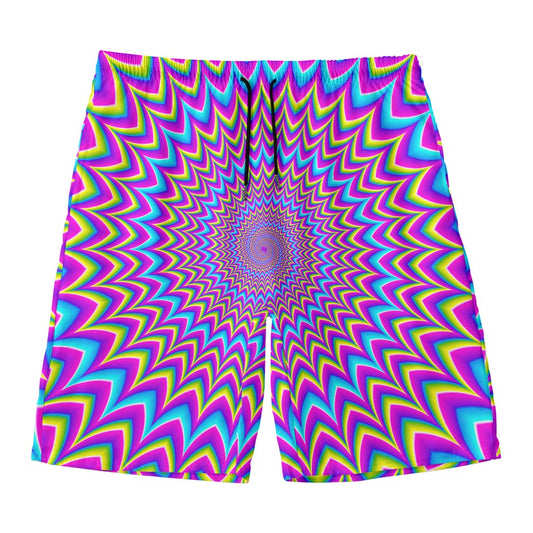 Dizzy Spiral Moving Optical Illusion Men's Swim Trunks