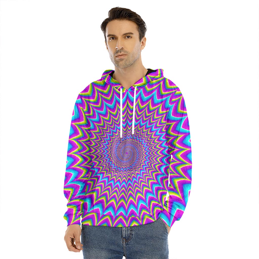 Dizzy Spiral Moving Optical Illusion Men's Velvet Pullover Hoodie