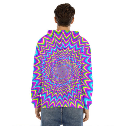 Dizzy Spiral Moving Optical Illusion Men's Velvet Pullover Hoodie