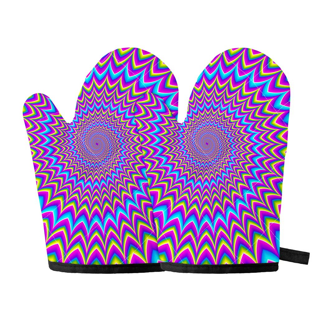 Dizzy Spiral Moving Optical Illusion Oven Mitts