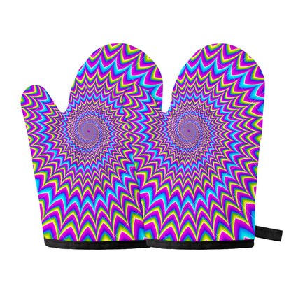 Dizzy Spiral Moving Optical Illusion Oven Mitts
