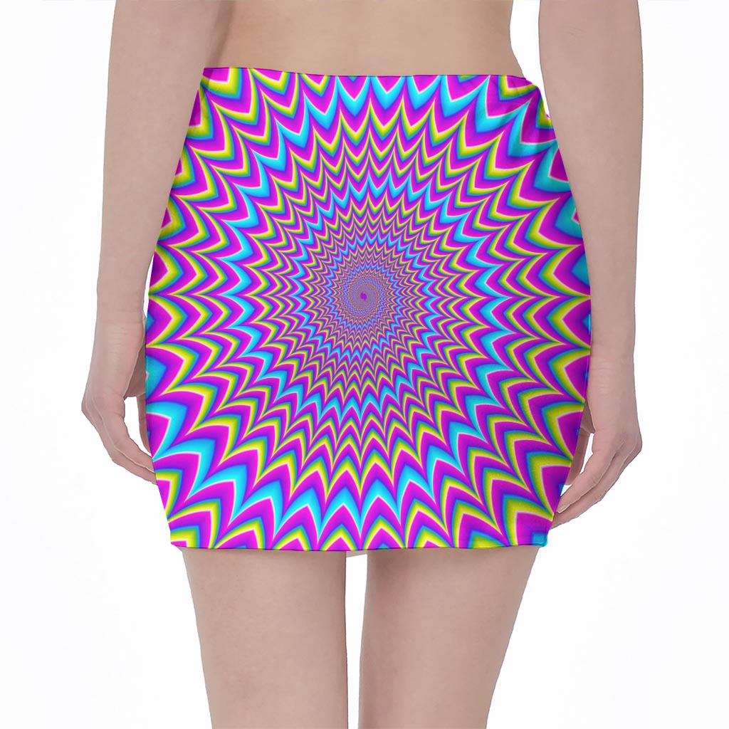 Dizzy Spiral Moving Optical Illusion Pencil Mini Skirt