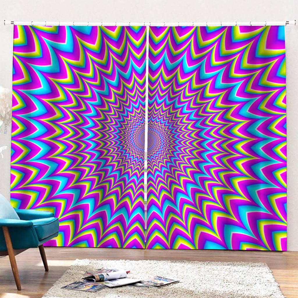 Dizzy Spiral Moving Optical Illusion Pencil Pleat Curtains
